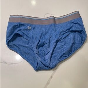 Mack Weldon Small Blue Performance Brief with Gray Waistband